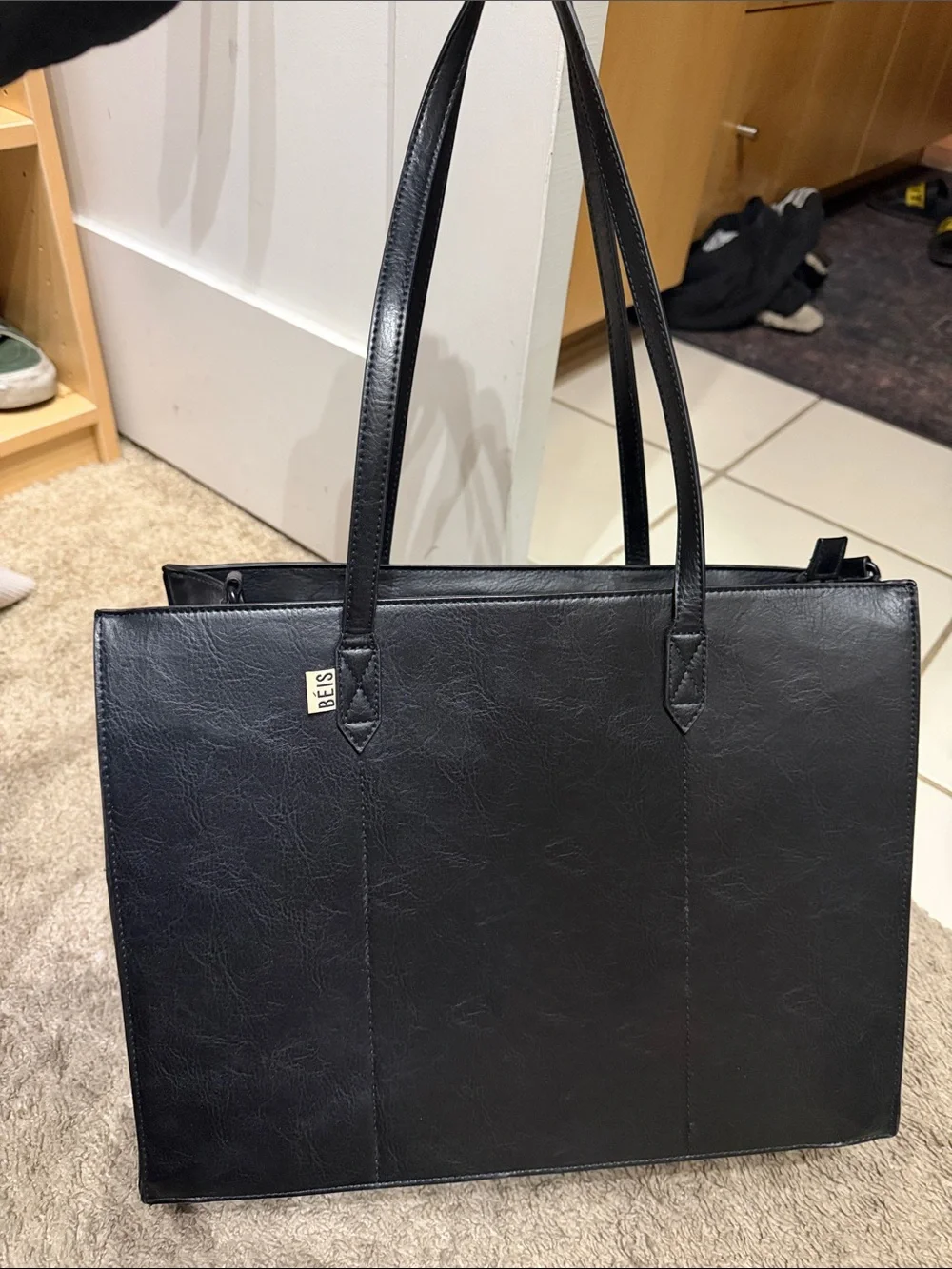 BEIS Black Laptop Tote Bag